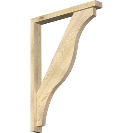 Ekena Millwork Funston Block Rough Sawn Bracket w/ Offset Brace, Douglas Fir, 4"W x 32"D x 44"H BKT0402X32X44FST05RDF